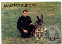 npor. Juraj Štaudinger so služobným psom Grey e. č. 9974 ako Majster Európy v roku 1998